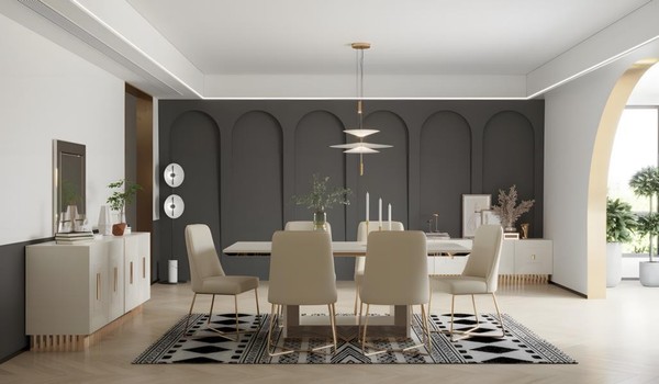 Essgruppe Esszimmer Esstisch StüHle Anrichte Rtv 10Tlg Beige Tisch-image