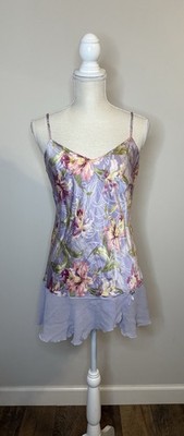 August Silk Lavender Floral Slip Dress Sz M (32  Chest)