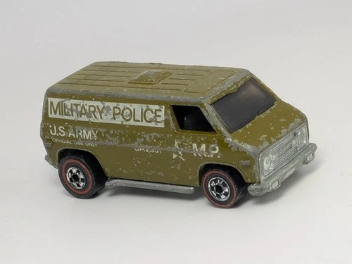 Vintage 1974 Hot Wheels Redline Green Super Van Khaki Kooler Military Police Van