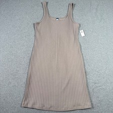 Old Navy Womens XL Rib-Knit Tank Dress Taupe Mauve Sleeveless Scoop Neck New