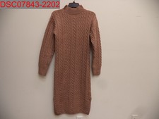 Fashion Union Women's Camel High Neck Fitted Cable Knit Midi Dress, Size 4