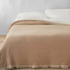 King Reversible Textured Cotton Chambray Coverlet Natural/Warm Brown - Casaluna