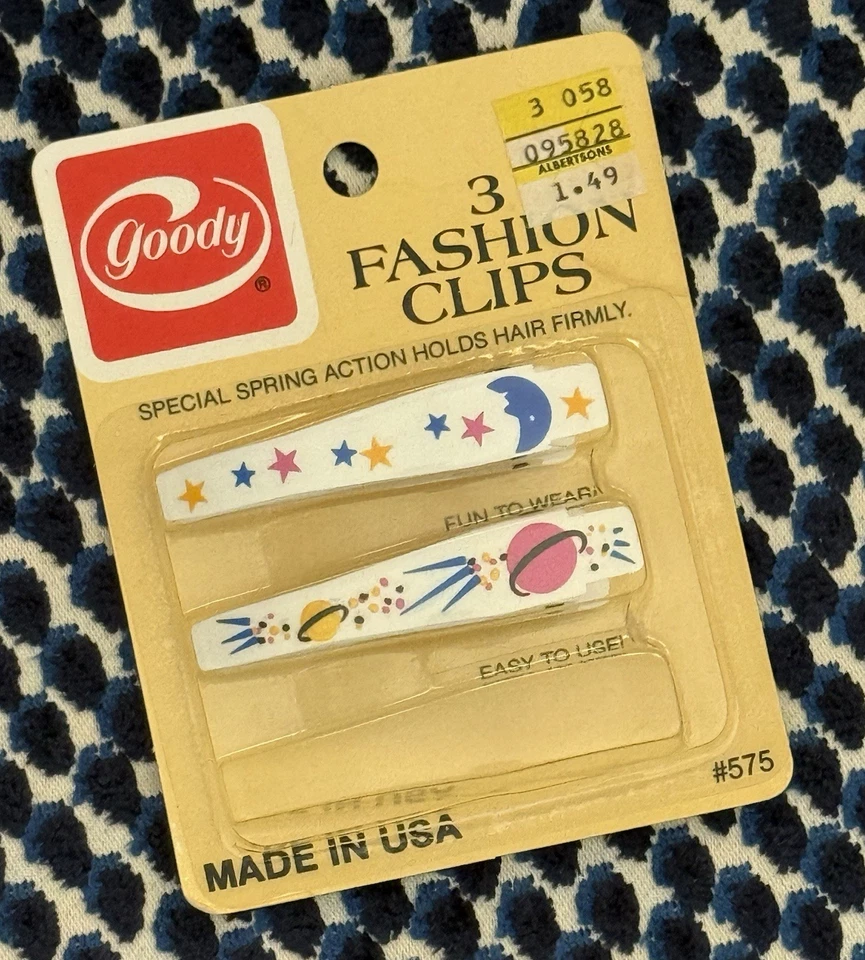 Pinzas para el cabello Goody Plastic Moon & Planets 1987 vintage RARAS Foto 2 de 4