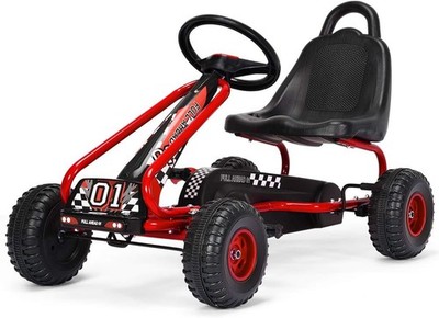 Costzon G201 Go Kart - 4 Wheel Pedal Powered Kids Racer Red