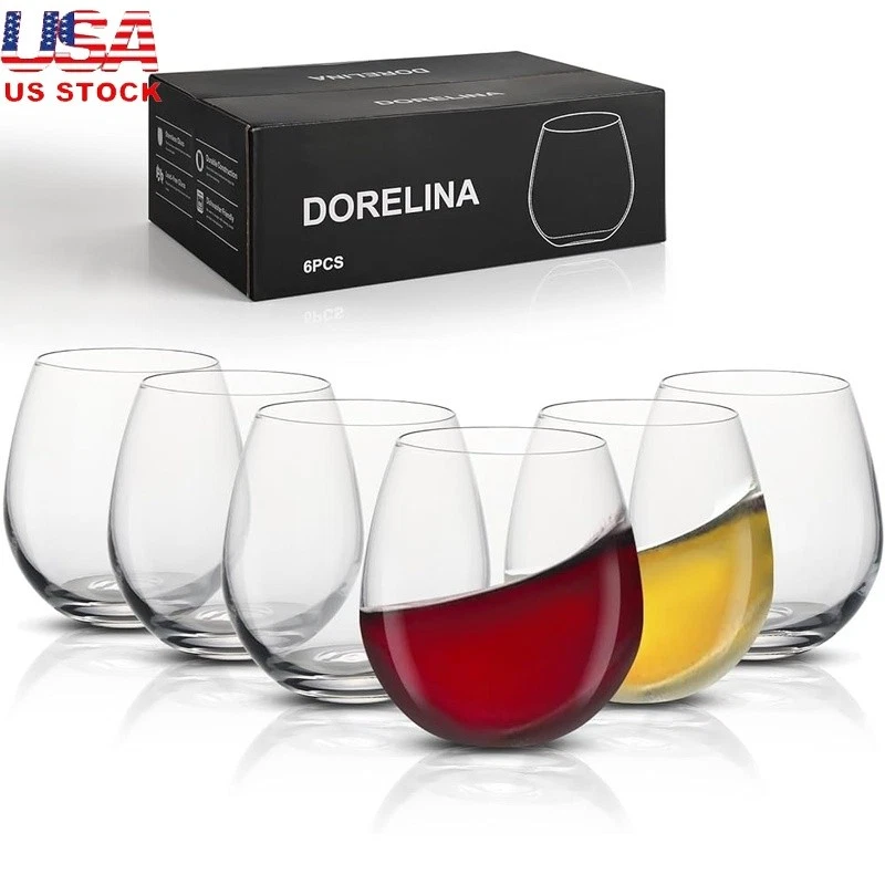 Set of 6 Stemless Wine Glasses Durable & Dishwasher Safe Elegant Gift Idea New
Opens in a new window