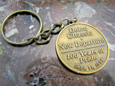 #ad #ad Vintage Brass AC Delco GM General Motors 106 Years of Pride Chassis Keychain $12.00