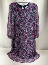 Calvin Klein Floral Print Sheer Sleeve Dress Size 4 4394