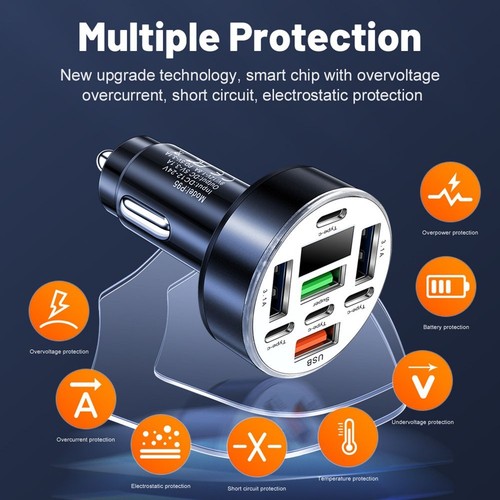 Chargeur Voiture Portable 40W 8 Ports avec Affichage Numérique pour une Charge - Photo 4 sur 29