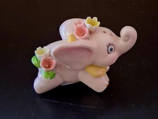 Lefton China Hand Painted Floral Pink Elephant Salt Shaker 8703 Adorable