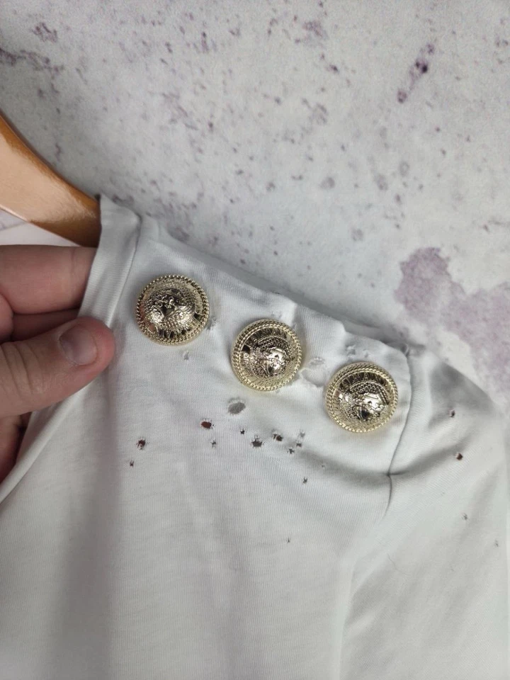 Balmain T-Shirt Women’s Tops Luxury Big Logo Classic Paris White Size 38 - image 4 of 4