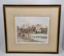 Church At Bisham Philip And Glyn Martin Signed Limited Edition Print Framed VGC