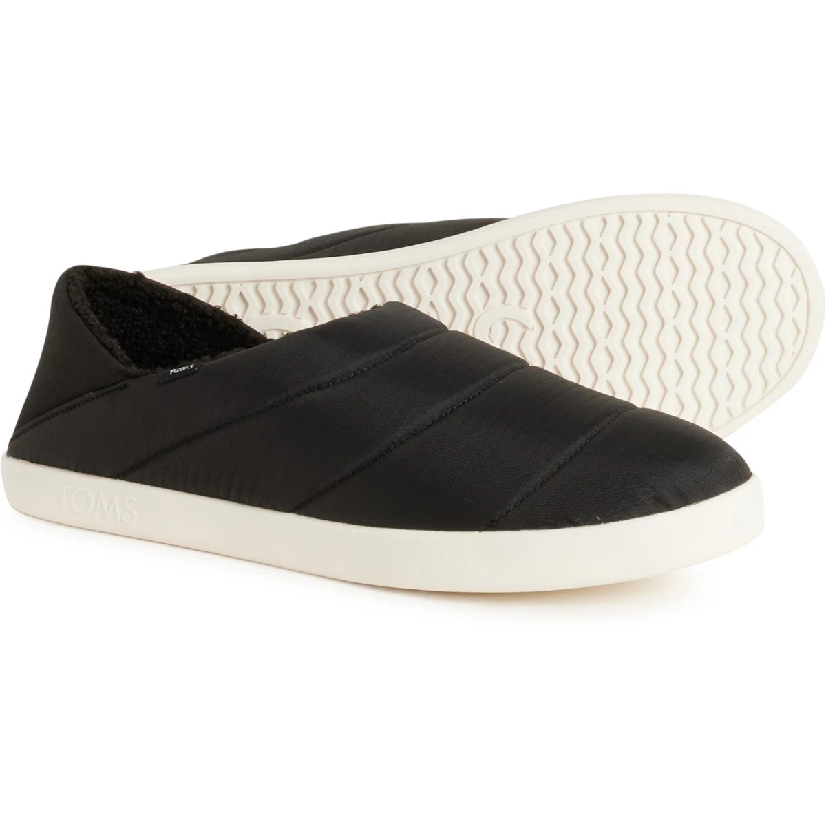 TOMS Ezra Mens 9 Black Matte Ripstop Quilted Faux Fur Lined Slippers 10016946 Toms Ezra Slipper - Men main image 2