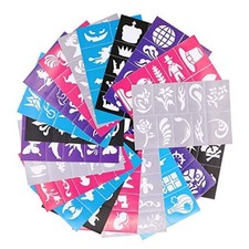 Reusable Face and Body Paint Stencils Kit,Tattoo Stencils,Glitter Temporary