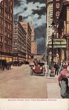 Dearborn Chicago Madison Street Downtown Night View Early 1900s Vtg Postcard E24