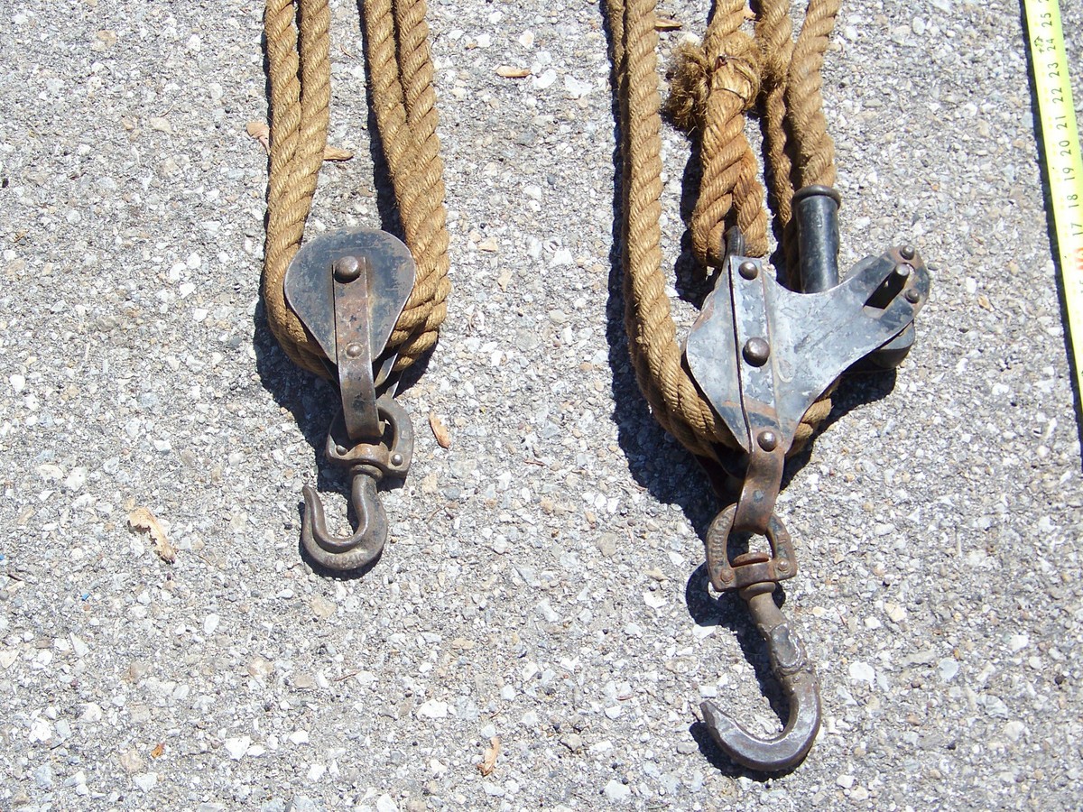 Steampunk Pulley And Rope Vintage Double Wooden Pulley Block & Tackle