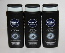 LOT 3 NIVEA MEN ACTIVE CLEAN BODY WASH DEEP CLEAN NATURAL CHARCOAL 16.9 FL OZ