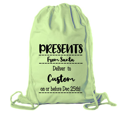 Gift Bag Presents from Santa, Nice Bags from Santa, Custom Cotton Bags!