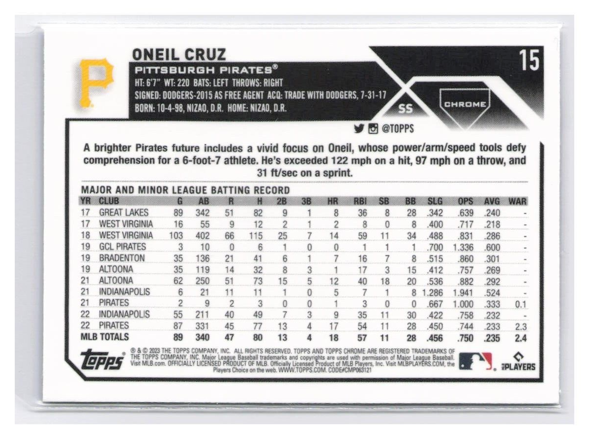 2023 Topps Chrome #15 Oneil Cruz