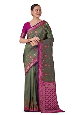 Women's Luxurious Banarasi Soft Silk Saree with Unstitched blouse Piece