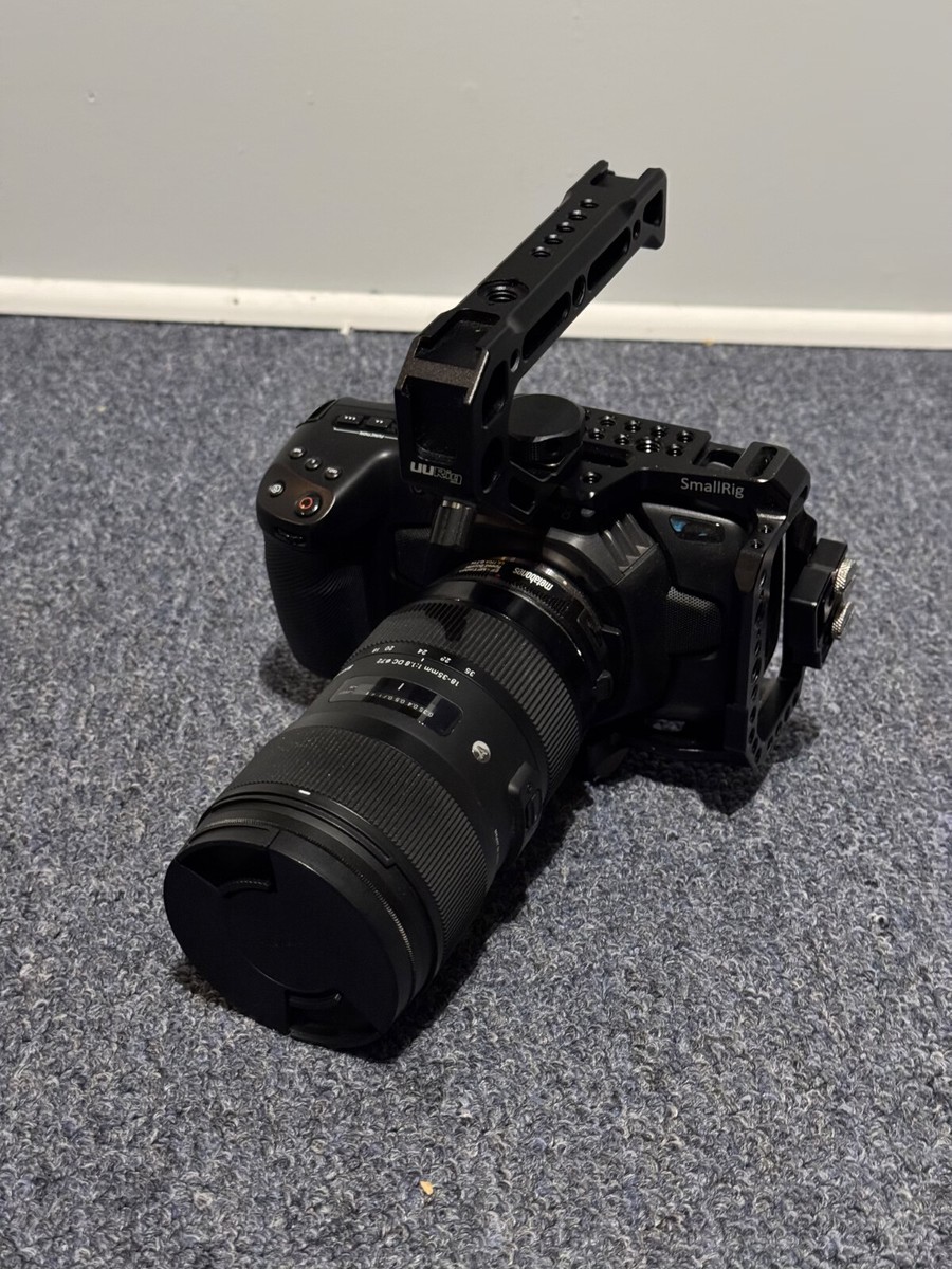 Blackmagic BMPCC 4K Camera Package w Sigma 18-35 Lens + Cage