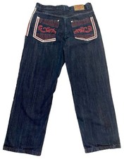 Evolution In Design Y2K Jeans Mens 36x32 Embroidered Hip Hop Skater JNCO Style