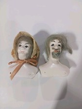Pair Of Vintage Porcelain Doll Heads, Male And Female