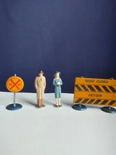 Train Diorama Tin Signs And Figures Vintage RR  Rail Road Closed Detour 