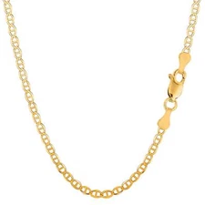 14k Yellow Real Gold Filled Solid Mariner Chain Necklace, 3.2mm, 20"