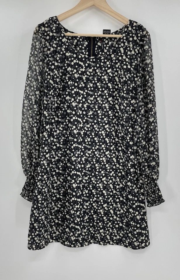 Vestido para mujer Fire Los Angeles estampado geométrico de gasa manga larga talla mediana Foto 2 de 4