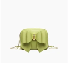 LIKE DREAMS/GROSSI Senna Chloe boxy faux-leather bow mini crossbody bag - LIME