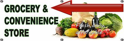 OUTDOOR Lebensmittel & Convenience Store PVC BANNER SCHILD WERBUNG KOSTENLOSE KUNSTARBEIT LINKS