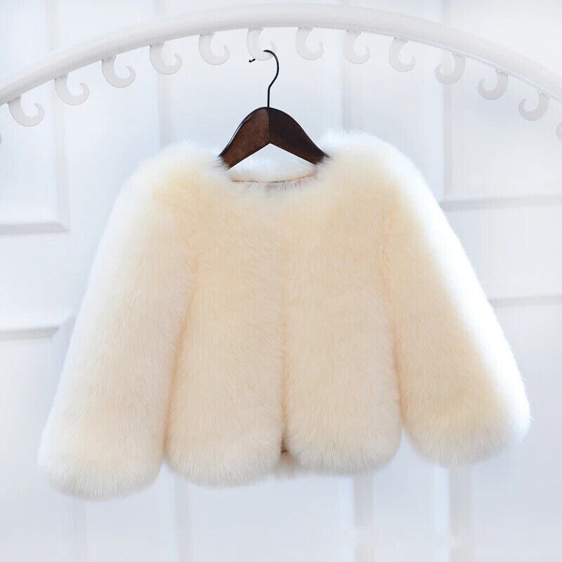 Girl Faux Fur Coat Short Style Kids Warm Imitation Fox Fur Jacket