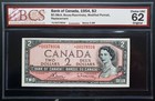 1954 Bank of Canada $2 Rare Asterisk Note *A/G Below 0.4M Bcs Ch.Unc62 Bc-38cA