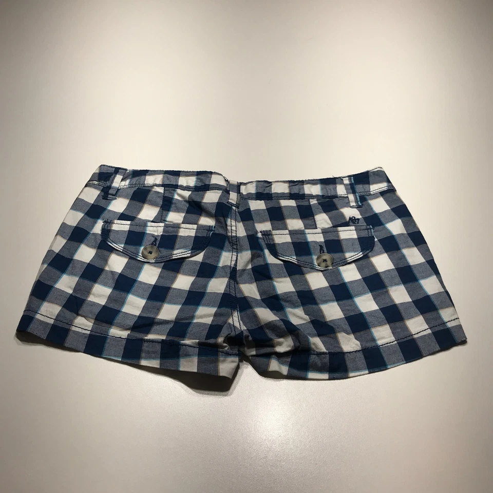 Aeropostale 短裤青少年 5/6 白色蓝色格子轻便舒适步行短裤 — 第 2/4 张图片