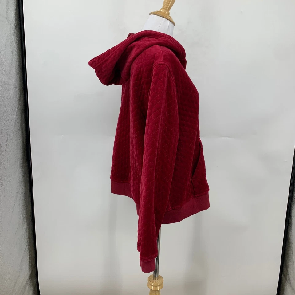 Jaqueta acolchoada feminina Marc Ware algodão quente M veludo médio com zíper bolsos com capuz - Imagem 4 de 4