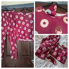 Women's 3pc Pyjama Set NEW Size XL Top Bottom and Eye Pad Polyester Elastane