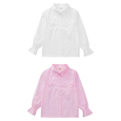 Kids Girls Blouse Family T-Shirt Wedding Shirts Lace Trim Uniform Casual Tops
