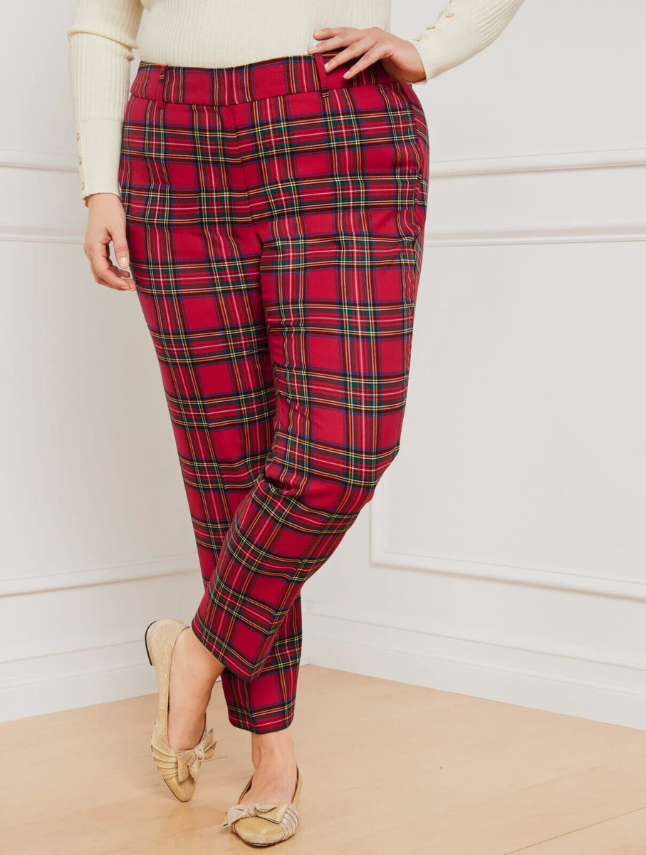 NEW $179 TALBOTS Red Apple Cider Plaid Wool-Blend Hampshire Ankle