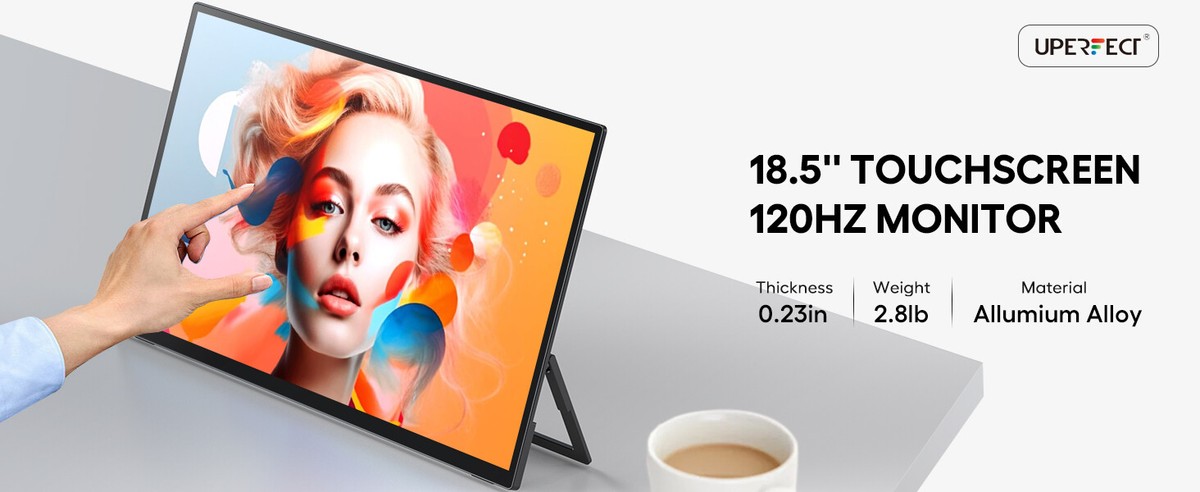 UPERFECT 18.5'' Touchscreen 120Hz Portable Monitor w/180