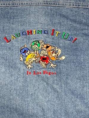 m&m様 M&M's Laughing it Up! In Las Vegas Denim Button Up Shirt Kids XL