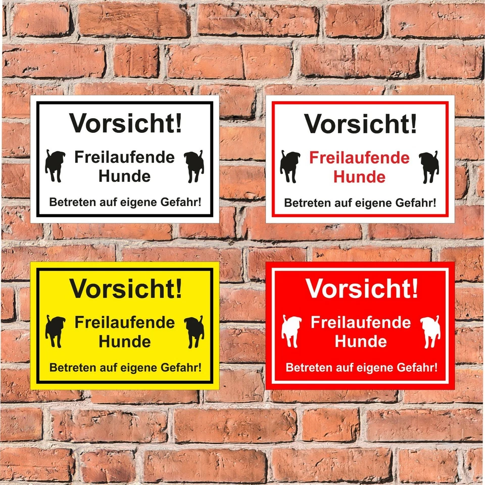 Schild Vorsicht! Freilaufende Hunde - in 4 Größen - S00017-143 Hundeschild
