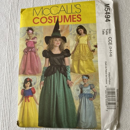 McCalls Sewing Pattern Disney Princesses Witch Halloween COSTUME Size 3-6
