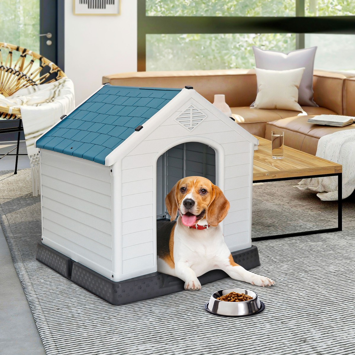 The Market 38&*; Large Wicker Dog House With Cushion Water