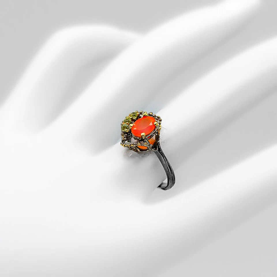 Not Enhanced Natural Carnelian Silver Ring 925 Sterling / RVS261 - Image 3 of 4