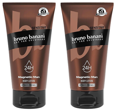 bruno banani MAGNETIC MAN Bodylotion 24h Feuchtigkeit holziger Duft 2x 150ml NEU
