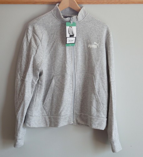 Neu mit Etikett Puma verstärkte Damenjacke Sweatshirt mit Reißverschluss vorne hellgrau meliert Small