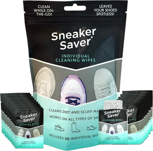 20 Premium Quick on the Go Shoe Cleaning Wipes Dual Textured Individually Wrappe