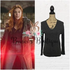 Wanda Maximoff Madewell Striped V-Neck Shirt ALT Avengers Infinity War