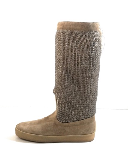 Kate Spade New York Women Beige Brown Suede Knit Tall Cardy Boots Size 10 Italy - Picture 3 of 9