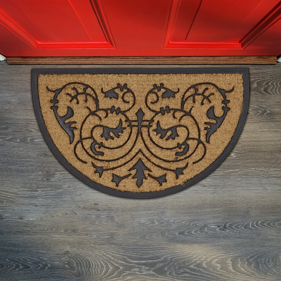 Fußmatte Kokos halbrund 100 x 60 cm Kokosmatte mit rutschfester Gummi Unterla... - Bild 2 von 4